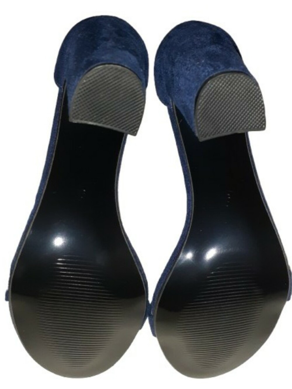 IDIFU Navy Blue Faux Suede Ankle Strap 4in Chunky Block Heel Sandals 9 - Picture 13 of 13
